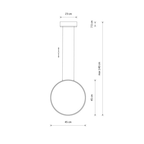 Hängelampe LED Schwarz 3000 K 560 lm Ring Ø 45 cm