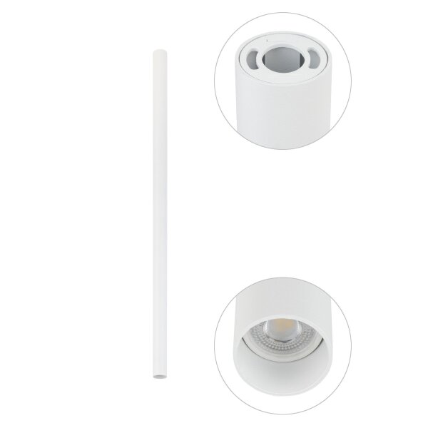 Deckenspot Weiß Ø 4 cm rund H: 90 cm GU10 R35 Aluminium