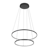 LED Pendelleuchte Schwarz 2 Ringe Metall verstellbar