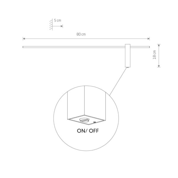 LED Wandleuchte Schwarz 4000 K 80 cm lang indirekt