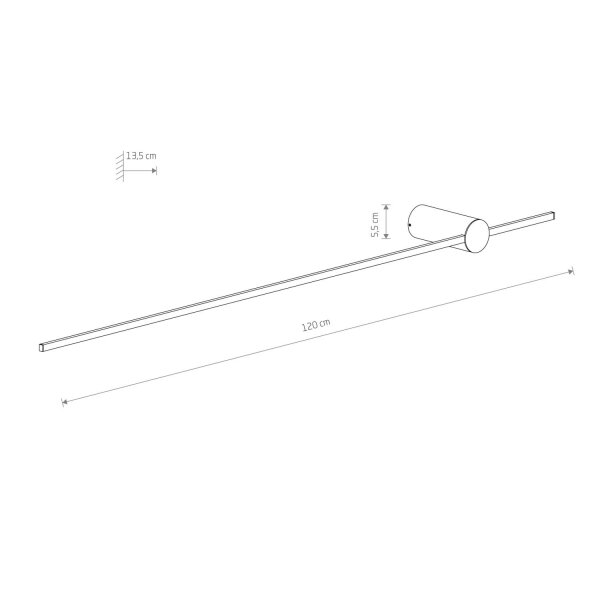 Applique indirecte LED noir 4000 K 570 lm 1,2 m de haut