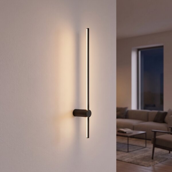LED Wandlampe Schwarz 4000 K indirekt 80 cm hoch Metall