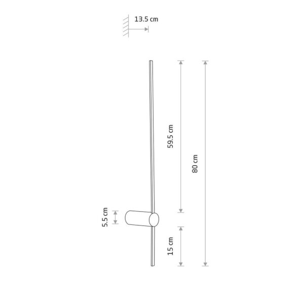 LED Wandlampe Schwarz 4000 K indirekt 80 cm hoch Metall