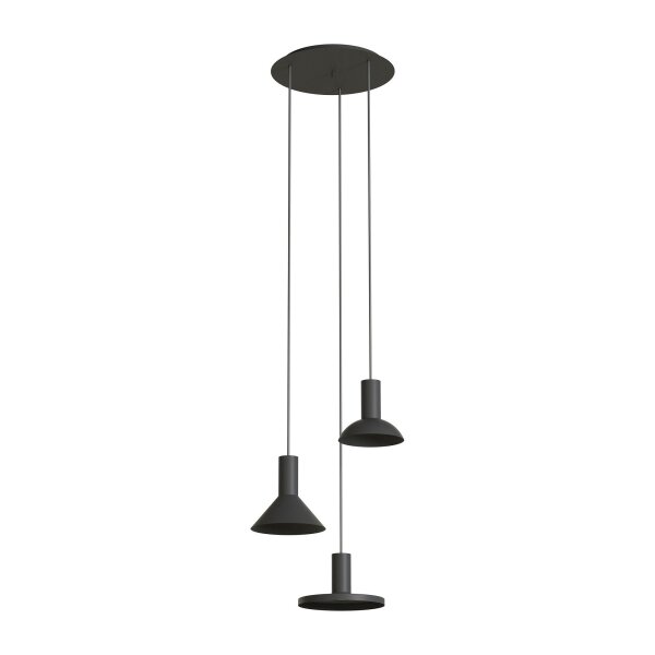 Pendelleuchte Schwarz 3-flammig GU10 Metall verstellbar