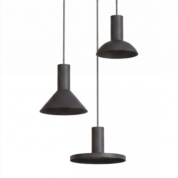 Pendelleuchte Schwarz 3-flammig GU10 Metall verstellbar