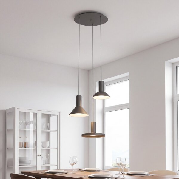 Pendelleuchte Schwarz 3-flammig GU10 Metall verstellbar