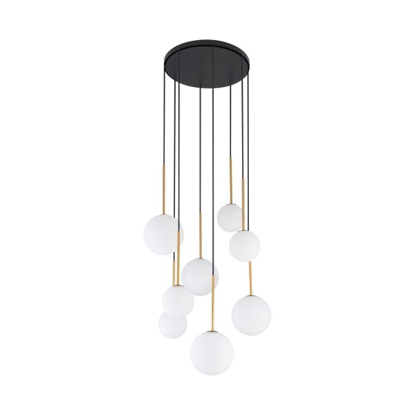 Hängelampe Kugelschirm Schwarz Weiß Gold 8x G9 Glas