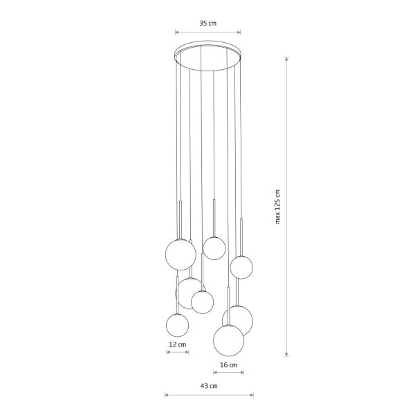 Hängelampe Kugelschirm Schwarz Weiß Gold 8x G9 Glas