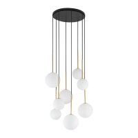 Hängelampe Kugelschirm Schwarz Weiß Gold 8x G9...