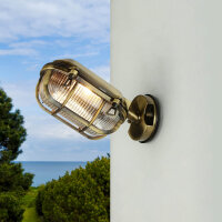 Maritime Außenleuchte Messing geriffeltes Glas IP64...