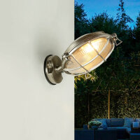 Wandlampe außen Messing massiv Riffelglas E27 IP64...