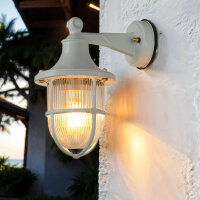 Wandleuchte außen Weiß IP64 E27 Glas Messing...