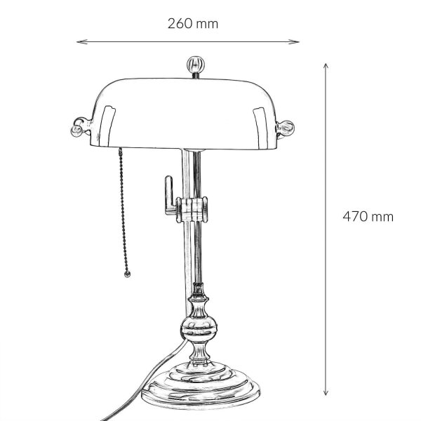 Bankerlampe Glas Messing massiv 47 cm