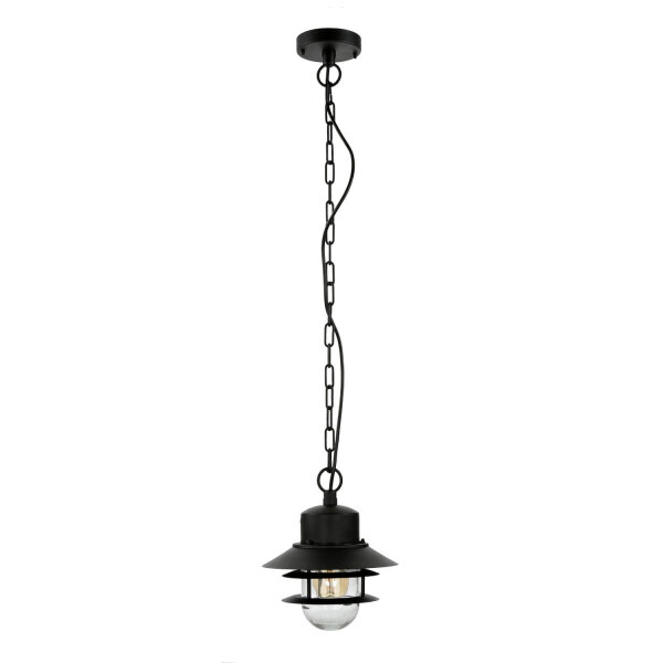 Außenleuchte IP44 E27 Schwarz Glas Edelstahl Maritim