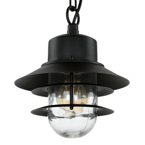 Außenleuchte IP44 E27 Schwarz Glas Edelstahl Maritim