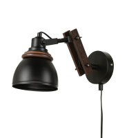 Wandlampe mit Stecker Kabel Holz Metall verstellbar