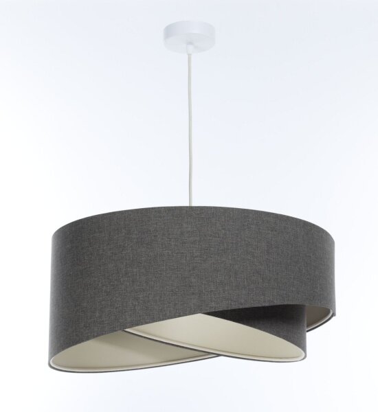 Hängeleuchte E27 rund Ø 40 cm Grau Stoff Modern INGRAM