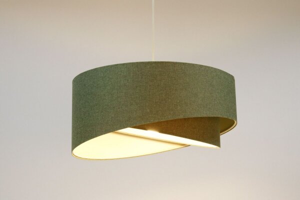 Pendelleuchte rund D: 45 cm E27 Grün Stoff Modern verstellbar