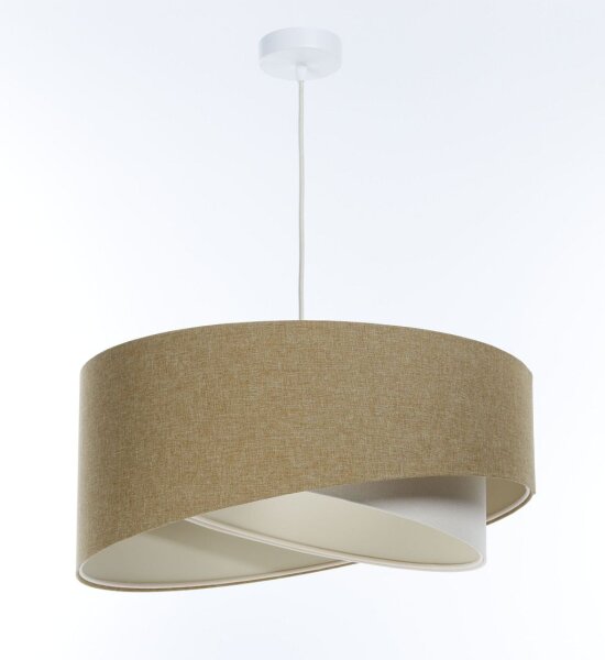 Pendelleuchte rund D: 40 cm E27 Beige Creme verstellbar