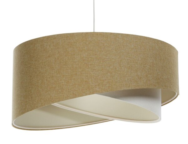 Pendelleuchte rund D: 40 cm E27 Beige Creme verstellbar