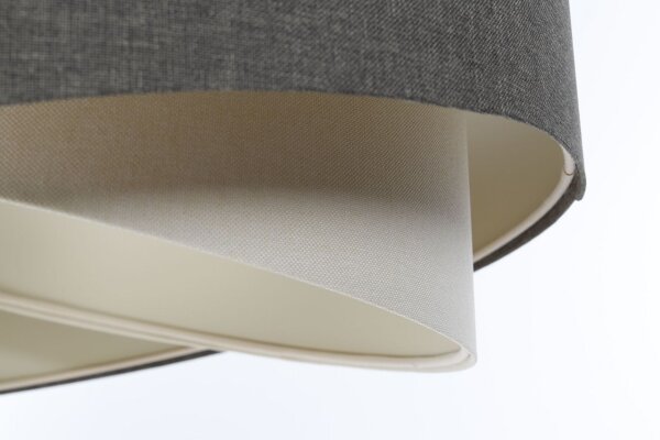 Hängelampe Grau Creme E27 rund Ø 40 cm Stoff Modern