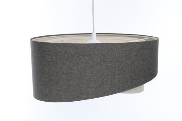 Hängelampe Grau Creme E27 rund Ø 40 cm Stoff Modern