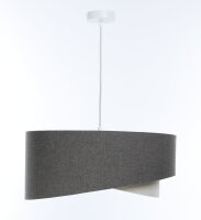 H&auml;ngeleuchte Grau Creme E27 rund D: 45 cm Stoffschirm