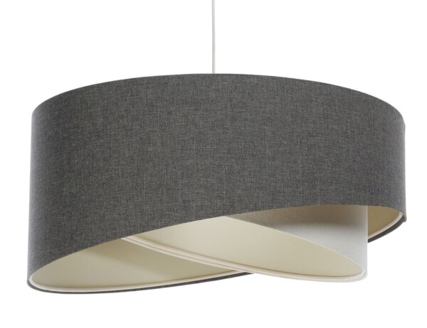 Hängeleuchte E27 rund Ø 60 cm Grau Creme Stoff Modern