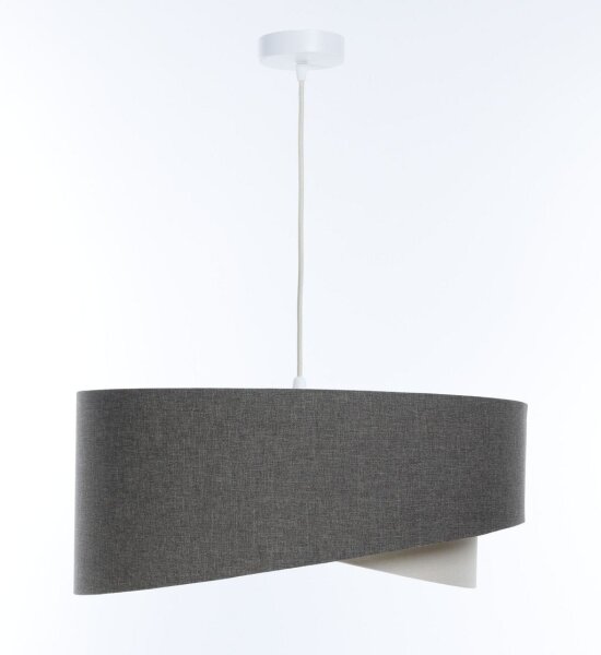 Hängelampe Stoffschirm und Ø 50 cm E27 Grau Creme verstellbar