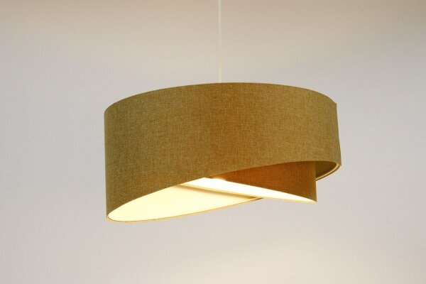 Pendelleuchte rund D: 50 cm E27 Beige Stoff Schirm Boho
