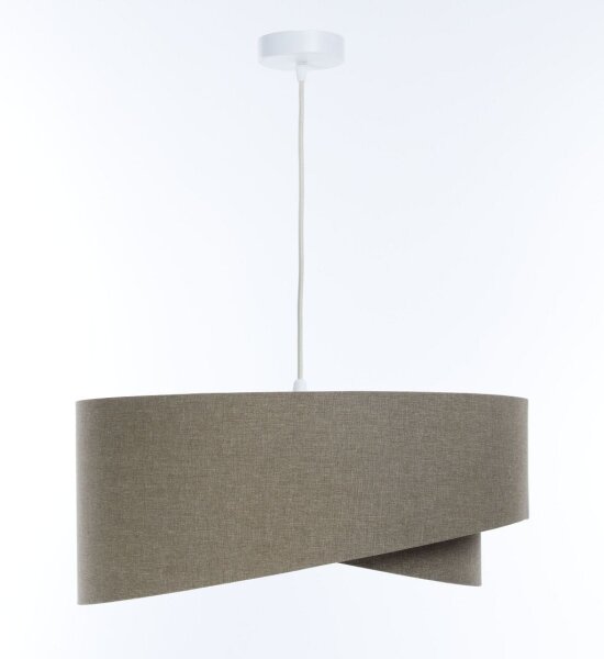 Hängelampe Modern E27 rund D: 40 cm Braun Stoff Boho