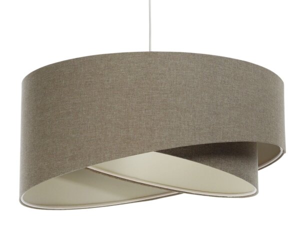 Hängelampe Modern E27 rund D: 40 cm Braun Stoff Boho
