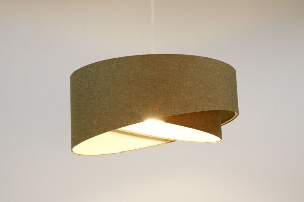Hängelampe Modern E27 rund D: 40 cm Braun Stoff Boho