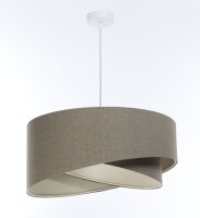 Hängelampe Modern E27 rund D: 40 cm Braun Stoff Boho