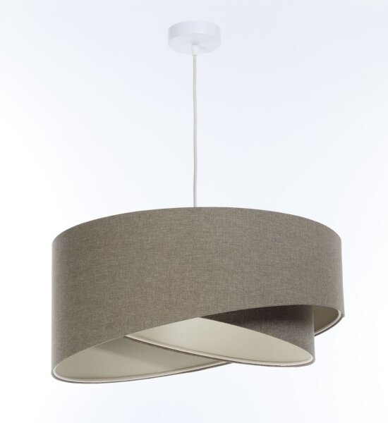 Hängelampe Stoff E27 D: 60 cm rund Braun Stoff Modern INGRAM