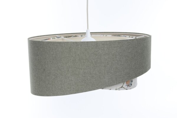 Pendelleuchte E27 rund Ø 45 cm Grün Weiß Floral Stoffschirm