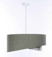 Pendelleuchte E27 rund &Oslash; 45 cm Gr&uuml;n Wei&szlig; Floral Stoffschirm