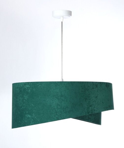Pendelleuchte rund Ø 50 cm E27 Stoff Velours Optik Grün Weiß