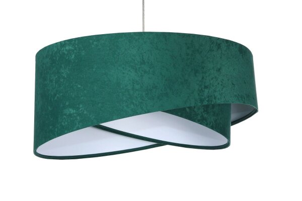Pendelleuchte rund Ø 50 cm E27 Stoff Velours Optik Grün Weiß