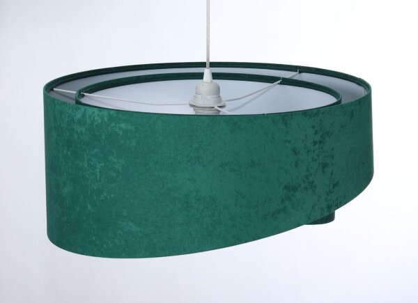 Pendelleuchte rund Ø 50 cm E27 Stoff Velours Optik Grün Weiß