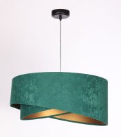 Hängeleuchte Stoff E27 rund D: 50 cm Grün Gold...