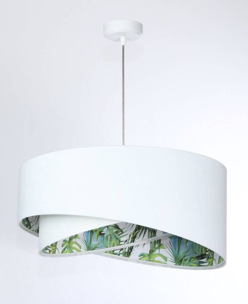 Pendelleuchte Weiß Grün Tropical Ø 50 cm E27 verstellbar