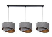 Pendelleuchte 3-flammig Schwarz Grau Gold E27 Velours Optik