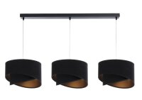 Pendelleuchte Stoff 3-flammig Stoff Schwarz Gold E27