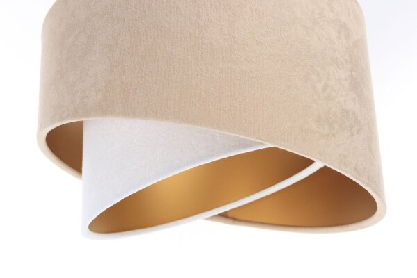 Hängeleuchte 3-flammig in Weiß Beige Gold E27 Stoff