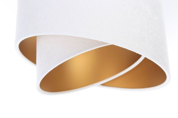 Hängeleuchte Stoff 3-flammig Weiß Gold E27 Velours Optik