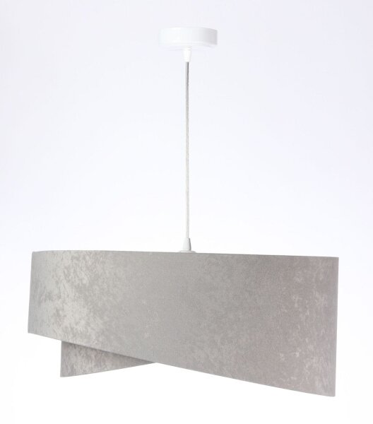 Hängelampe E27 Stoff rund Ø 50 cm Grau Gold Silber