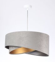 Hängelampe E27 Stoff rund Ø 50 cm Grau Gold...