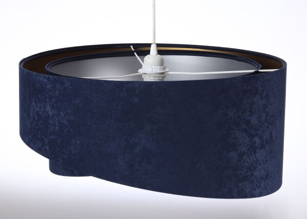 Hängelampe Stoffschirm rund D: 50 cm E27 Blau Gold Silber