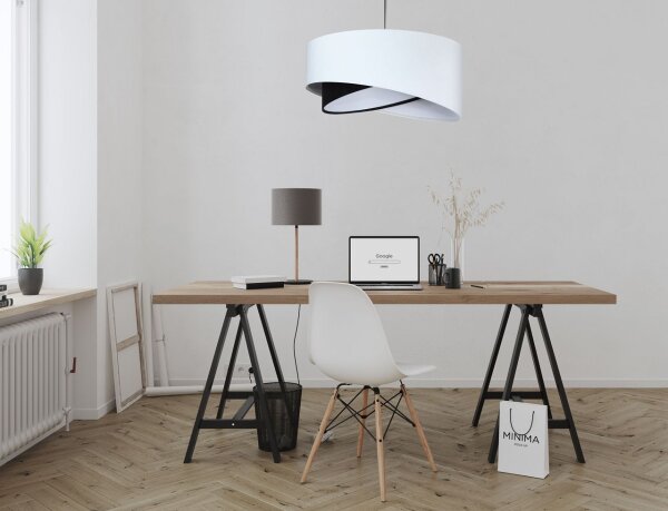 Hängelampe Weiß Schwarz E27 rund Ø 50 cm Stoff Veloursoptik